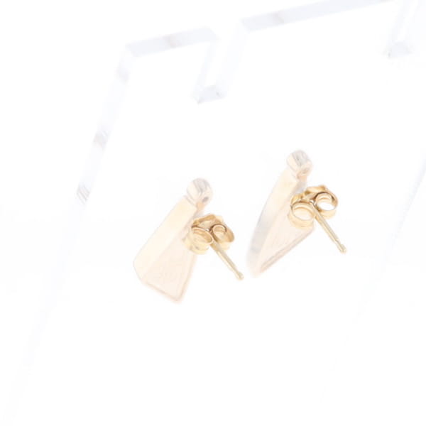 Gold Quartz Earrings Triangle Shape Inlaid with .04ct Round Diamonds - G2
