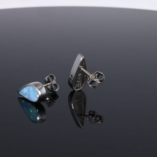 Opal Earrings Tear Drop Inlaid Design Studs