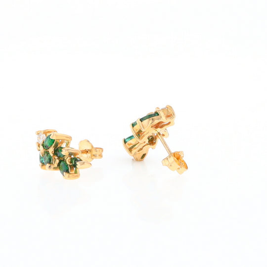 Marquise Emerald Cluster Stud Earrings