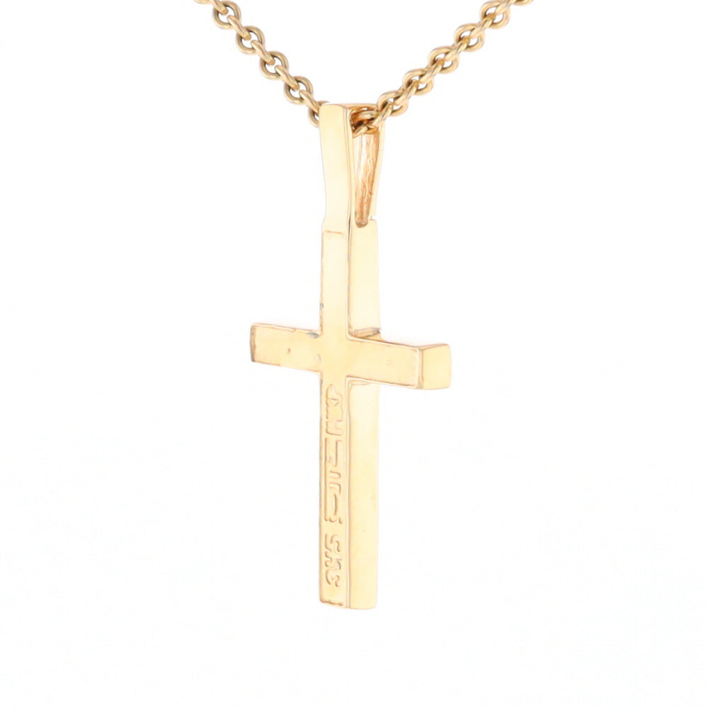 Gold Quartz Necklace 4 Section Inlaid Design Cross Pendant