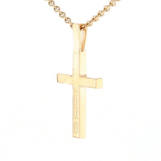 Gold Quartz Necklace 4 Section Inlaid Design Cross Pendant