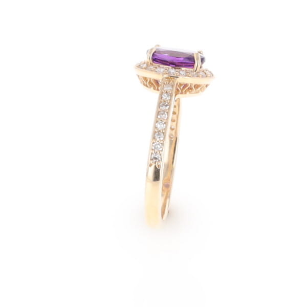 Oval Amethyst with Diamond Halo Ring