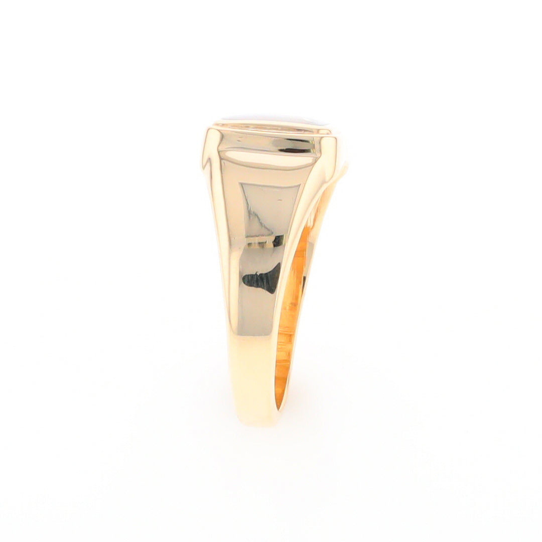 Gold Quartz Ring Square Inlaid Design