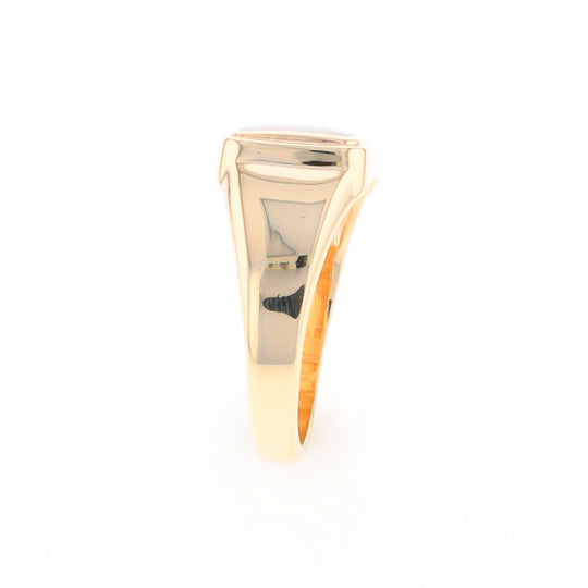 Gold Quartz Ring Square Inlaid Design