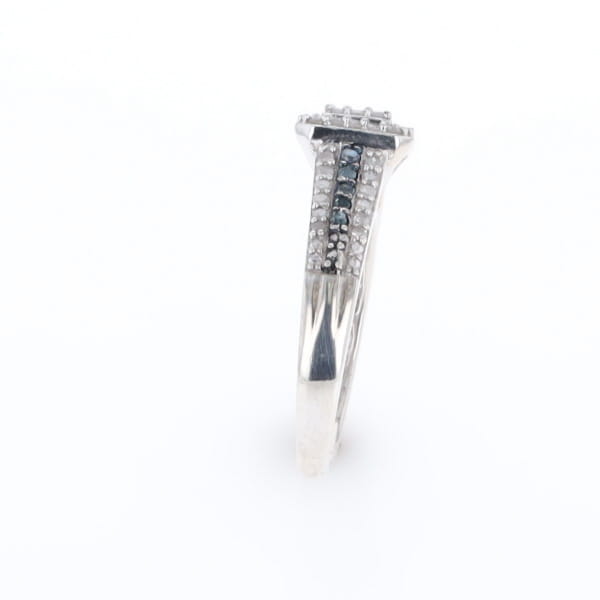Blue & White Diamond Rectangle Cluster Ring