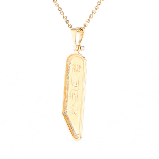 Gold Quartz Long Geometric Inlaid Pendant