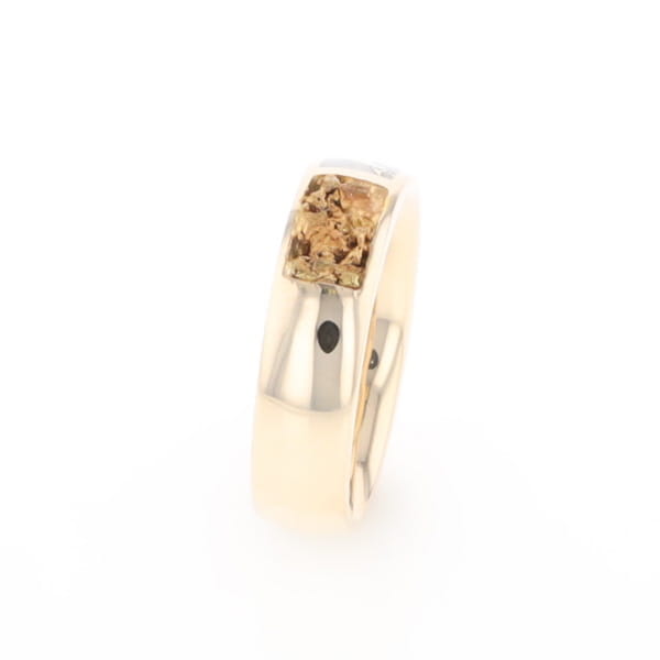 G1 Gold Quartz Ring Inlaid Center Natural Nugget Sides Band