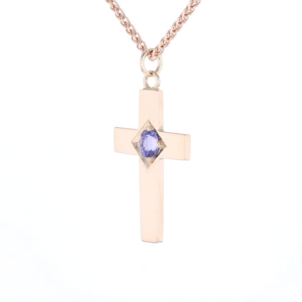 Cross Pendant with Purple Sapphire