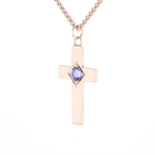 Cross Pendant with Purple Sapphire