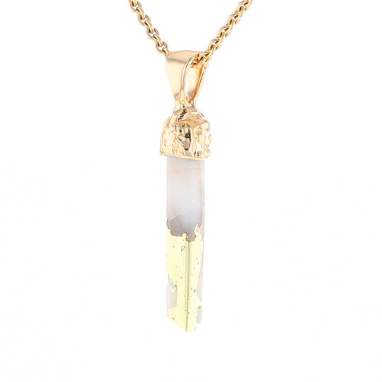 Gold Quartz Free Form Pendant