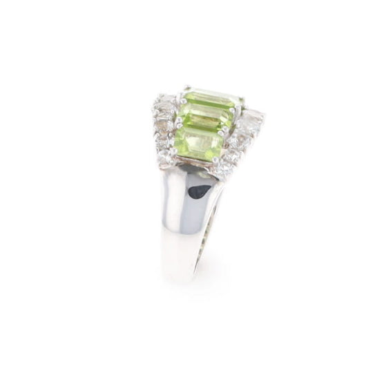 Peridot and CZ Cocktail Ring