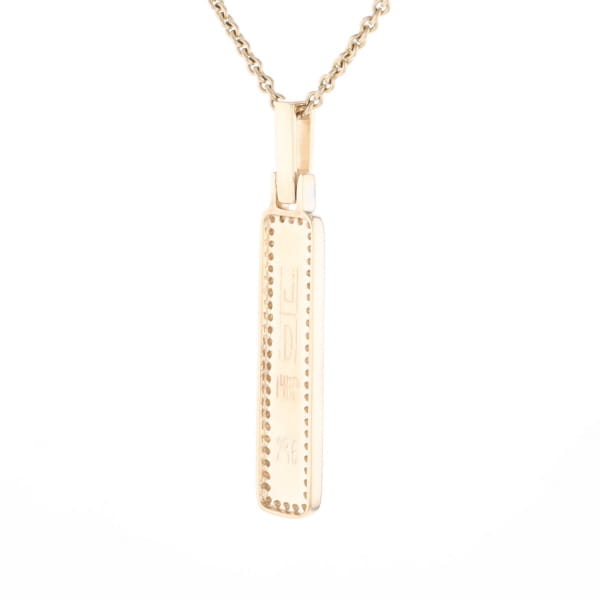 Gold Quartz Necklace, Rectangle Inlaid, .27ctw Diamond Halo Pendant