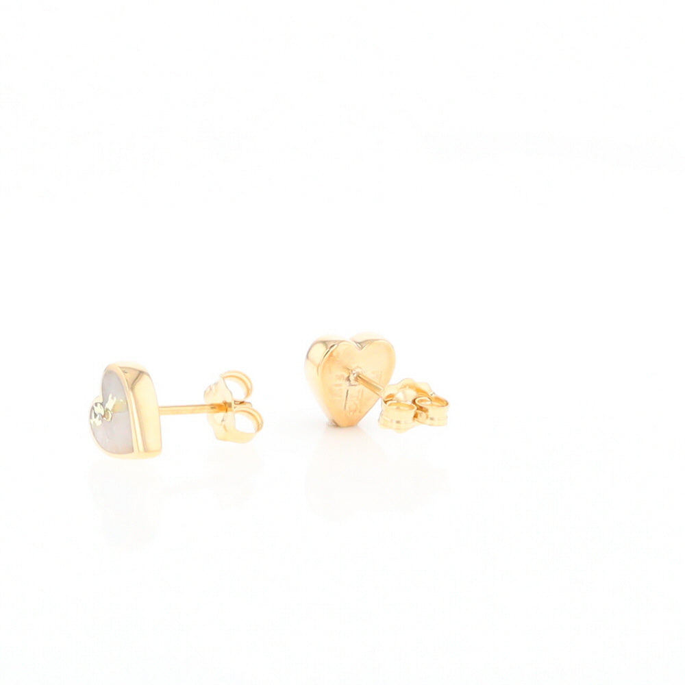 Gold Quartz Heart Stud Earrings - G2