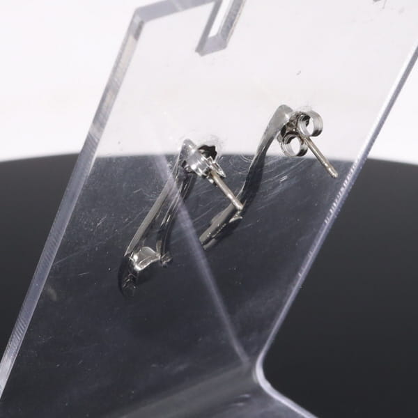 Opal Earrings Round Inlaid Double Curved Bar Design Studs
