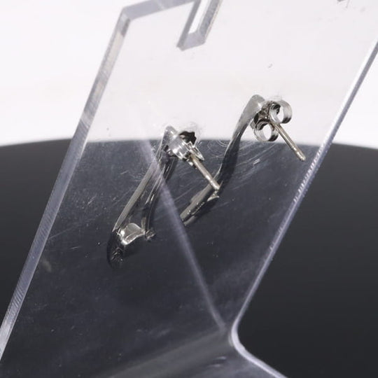 Opal Earrings Round Inlaid Double Curved Bar Design Studs