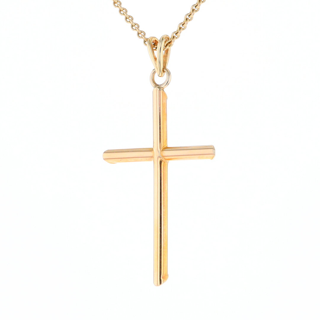 Beveled Edge Tube Cross Pendant