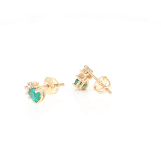 Synthetic Emerald Pear Shaped Earrings with Diamond Accents