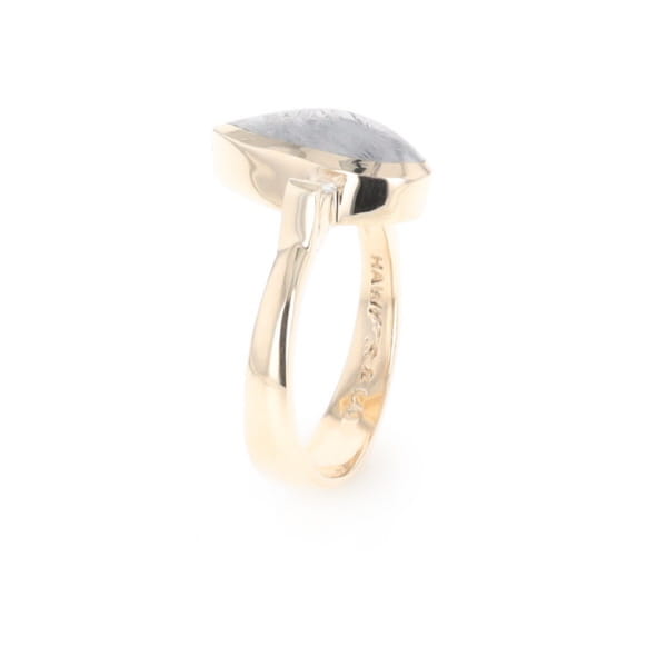 Meteorite Pear Shape Inlay Ring