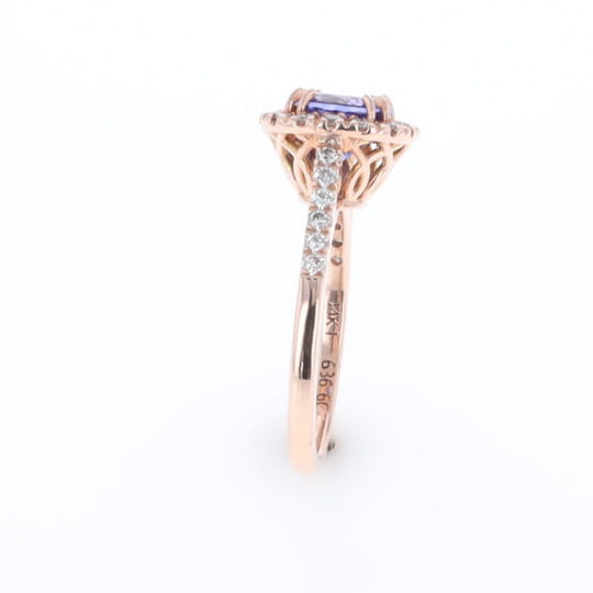Rose Gold Tanzanite Halo Ring