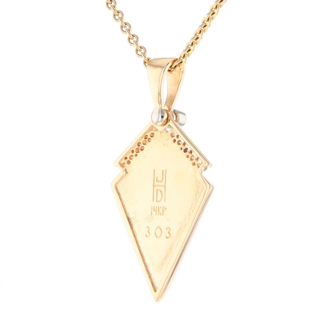 Gold Quartz Kite Shape Inlaid Pendant with 0.19ctw Diamonds (G1)