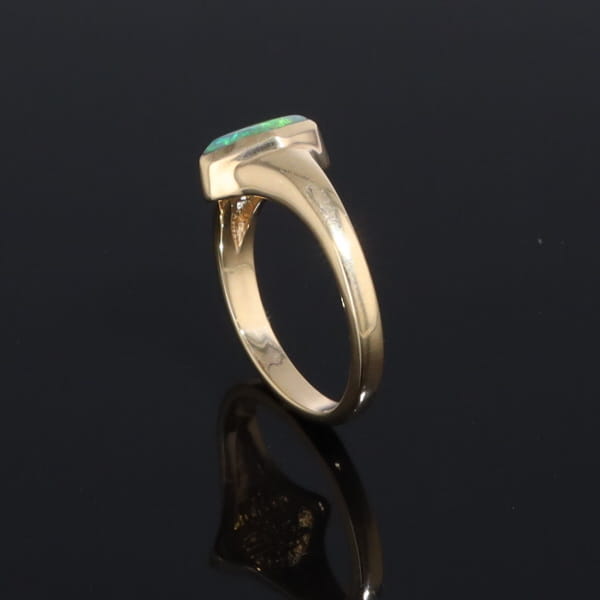 Ethiopian Opal Rings Diamond Shape Inlaid Design