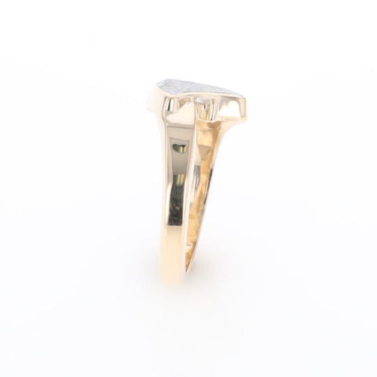 Meteorite Ring Boat Sail Inlaid Design with .04ctw Round Diamond