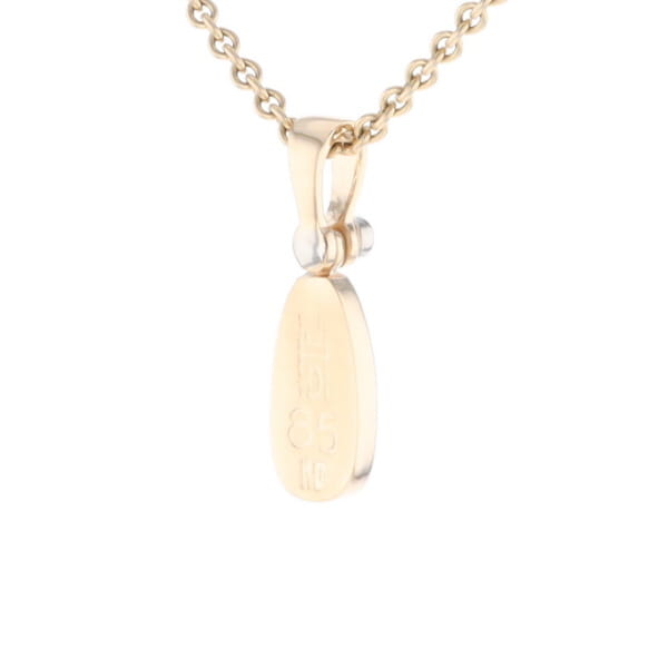 Gold Quartz Necklace Pear Shape Inlaid Pendant with .02ct Diamond