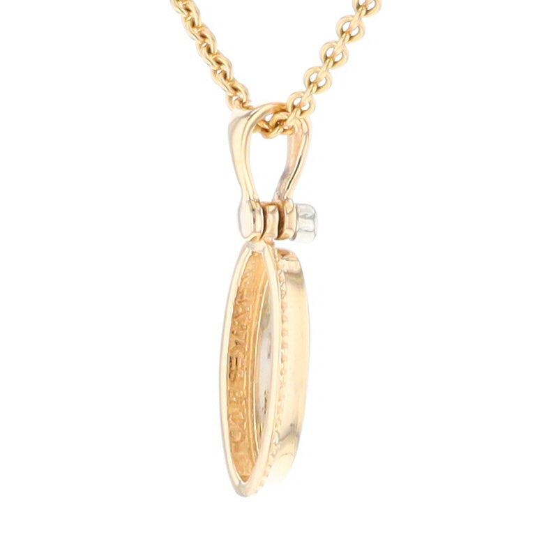 Gold Quartz Small Milgrain Oval Pendant