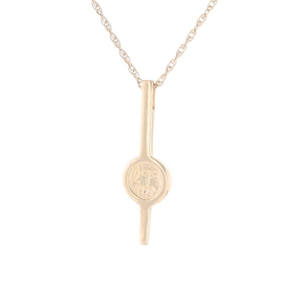 Gold Quartz Necklace Bar Design Round Fine Quality Inlaid Pendant