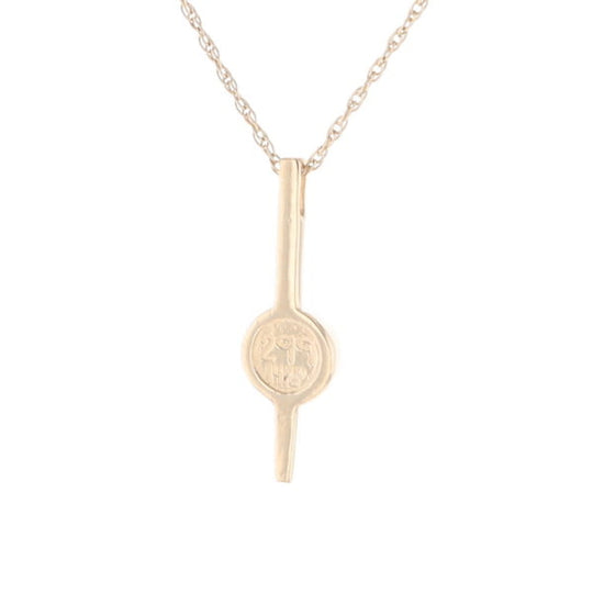 Gold Quartz Necklace Bar Design Round Fine Quality Inlaid Pendant