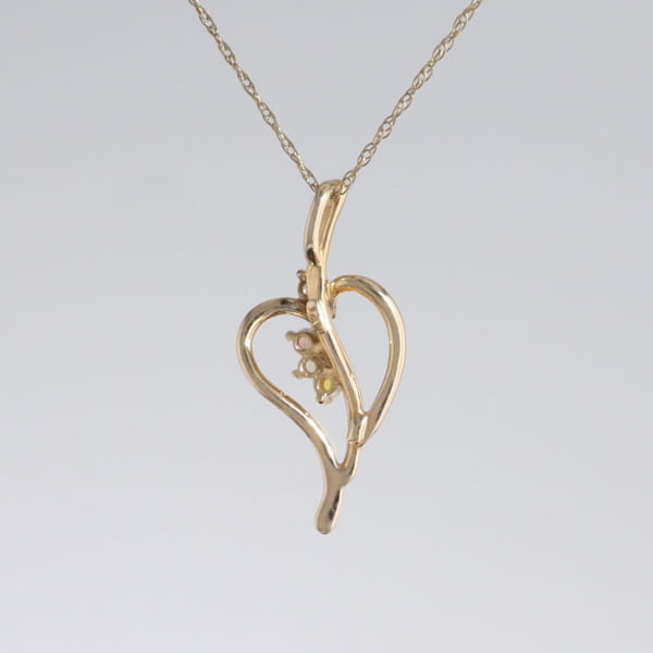 Round Opal & Diamond Heart Necklace