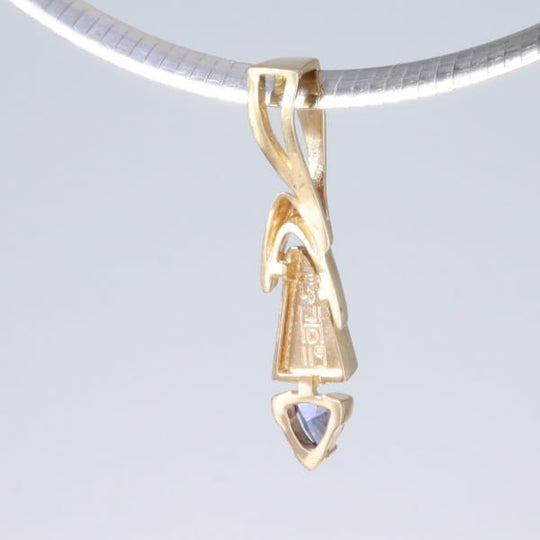 Opal Pendant Triangle Inlaid Design with Trillion Cut Tanzanite