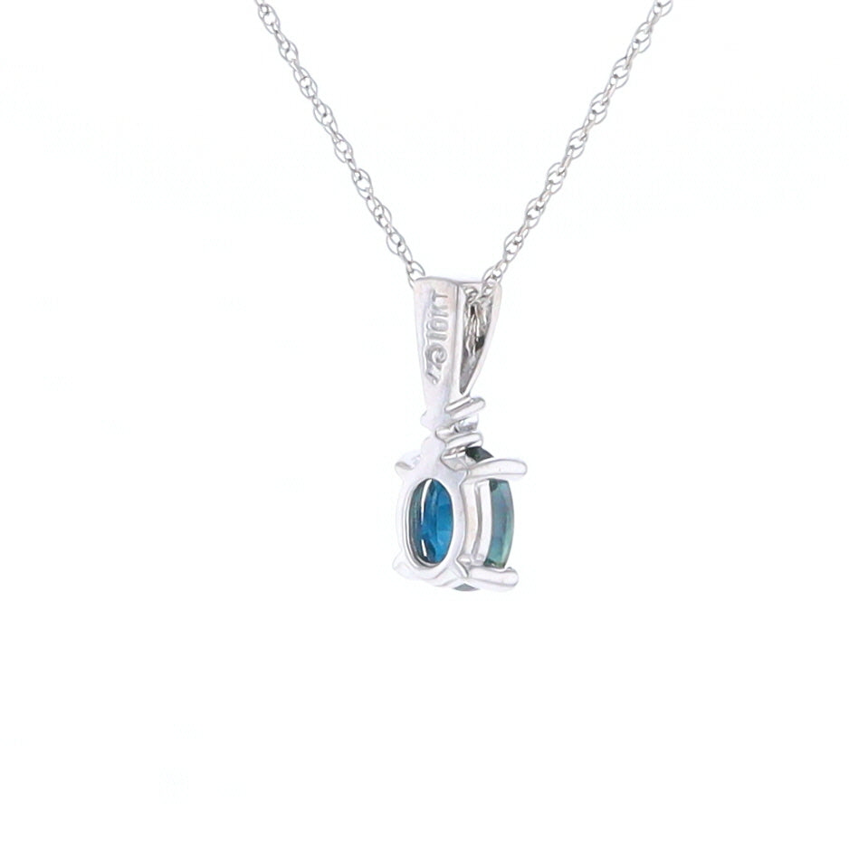 White Gold Sapphire & Diamond Pendant