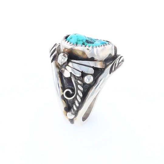 Navajo Turquoise and Feather Design Ring