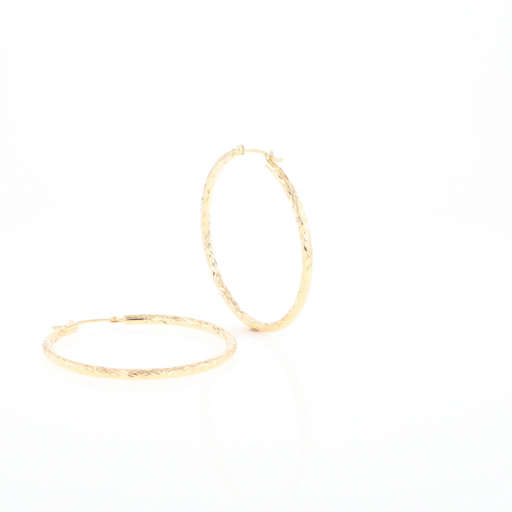 Textured Hollow Diamond Cut Hoop Earrings