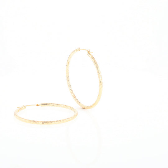 Textured Hollow Diamond Cut Hoop Earrings