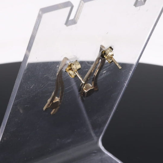 Opal Earrings Round Inlaid Double Curved Bar Design Studs