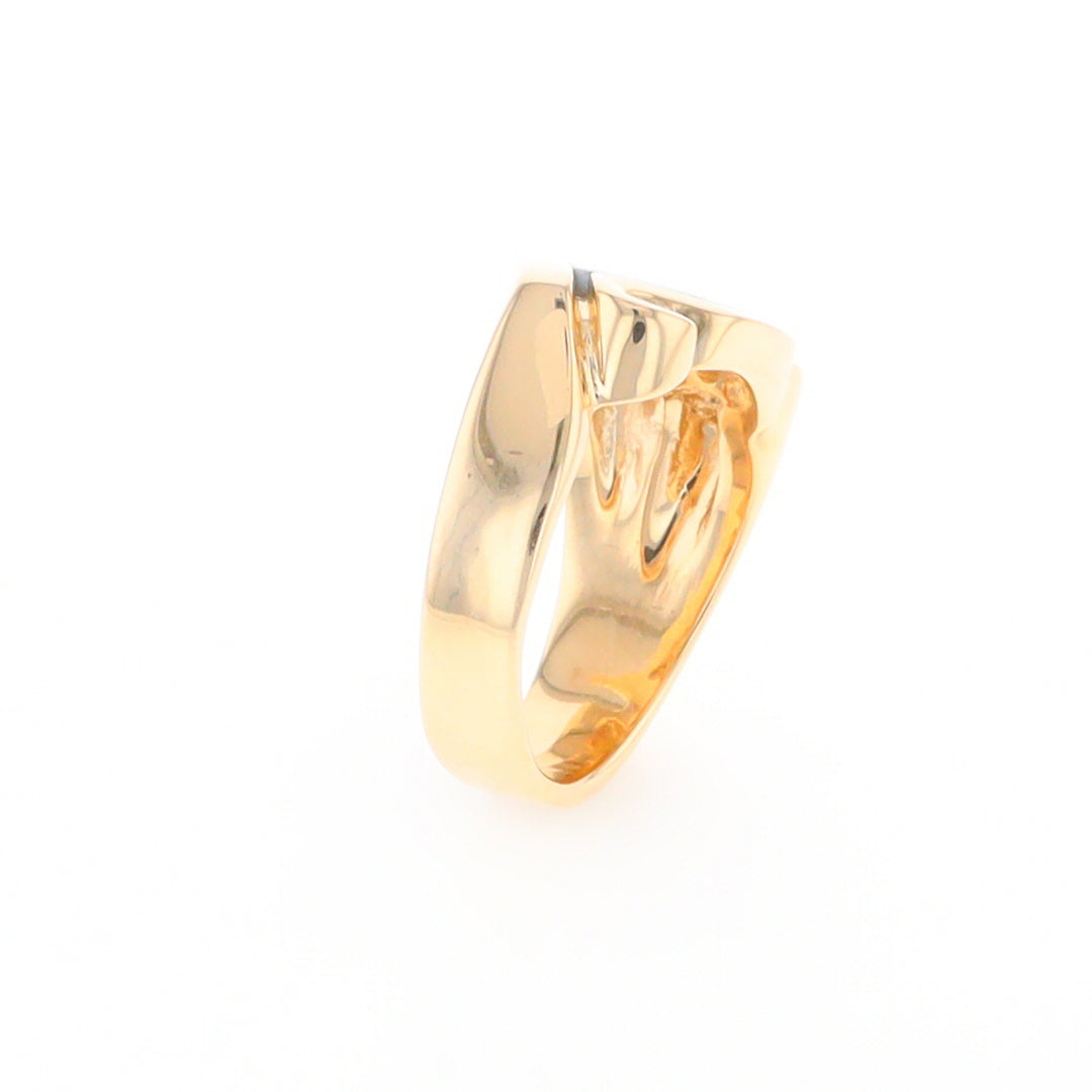 Gold Quartz Ring Geometric Shape Inlaid with 0.30ctw Round Diamonds