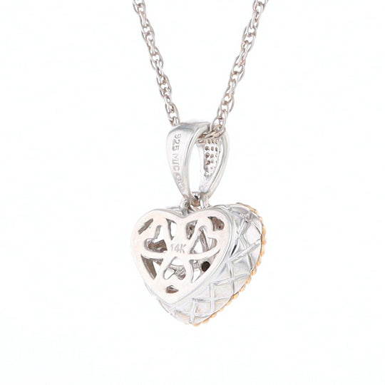 Two Tone Filigree Heart Necklace