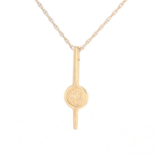 Gold Quartz Necklace Bar Design Round Superior Quality Inlaid Pendant