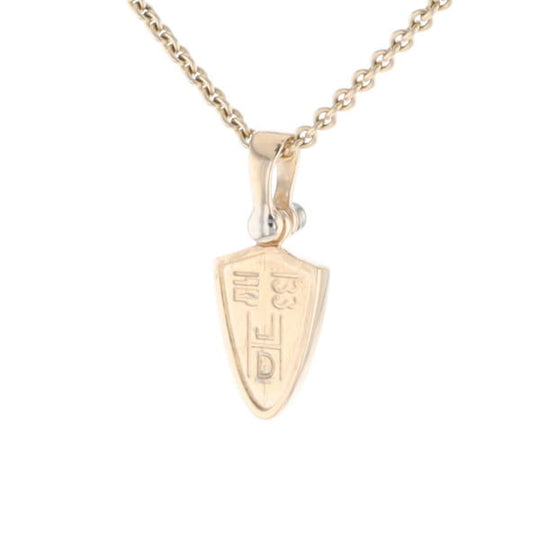 Gold Quartz Pendant Shield Shape Inlaid Pendant with .02ct Diamond