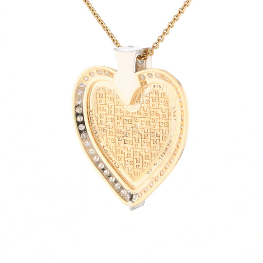 Gold Quartz Necklace Cupid's Revenge 2.24ctw Diamonds Heart Pendant