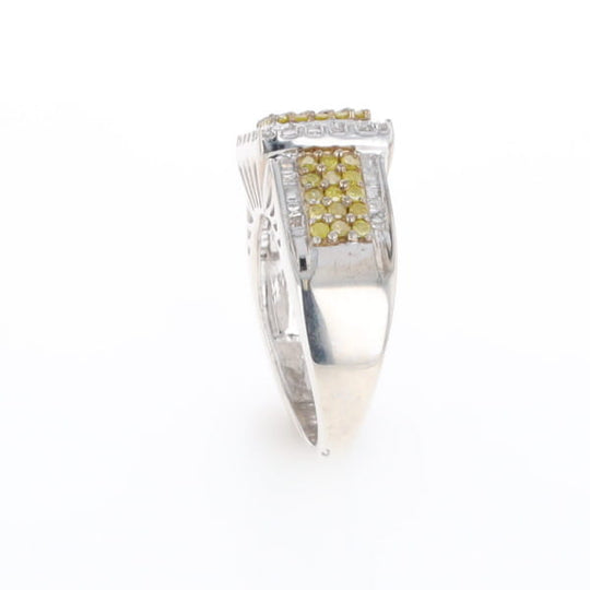Yellow and White Diamond Filigree Design Ring