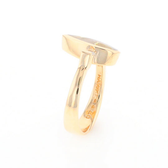 Gold Quartz Ring Pear Shape Inlaid with .18ctw Round Diamonds