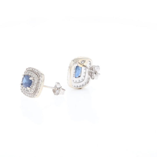 Double Halo Sapphire Earrings
