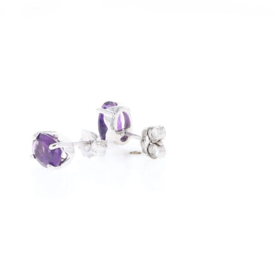 Oval Amethyst Stud Earrings