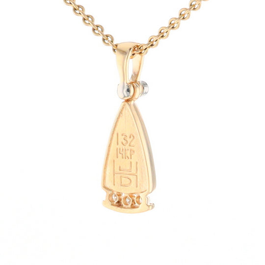 Gold Quartz Triangle Inlaid Pendant with 0.08ctw Diamonds - G2