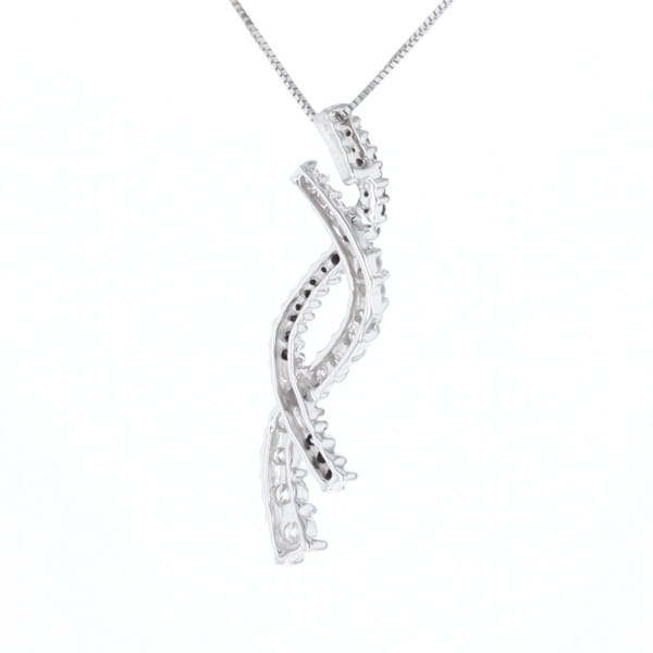 Ribbon Necklace With Black and White Diamonds