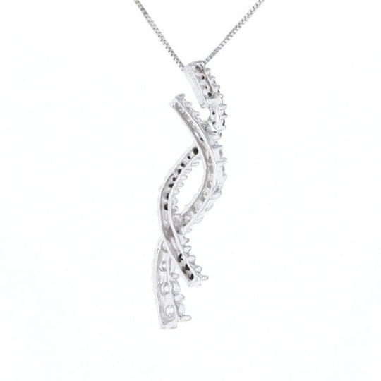 Ribbon Necklace With Black and White Diamonds