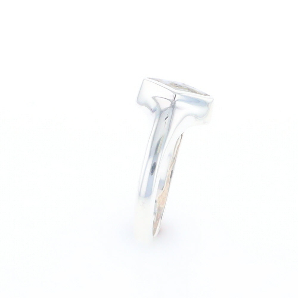 Sterling Silver Gold Quartz Inlaid Diamond Shaped Ring - G3